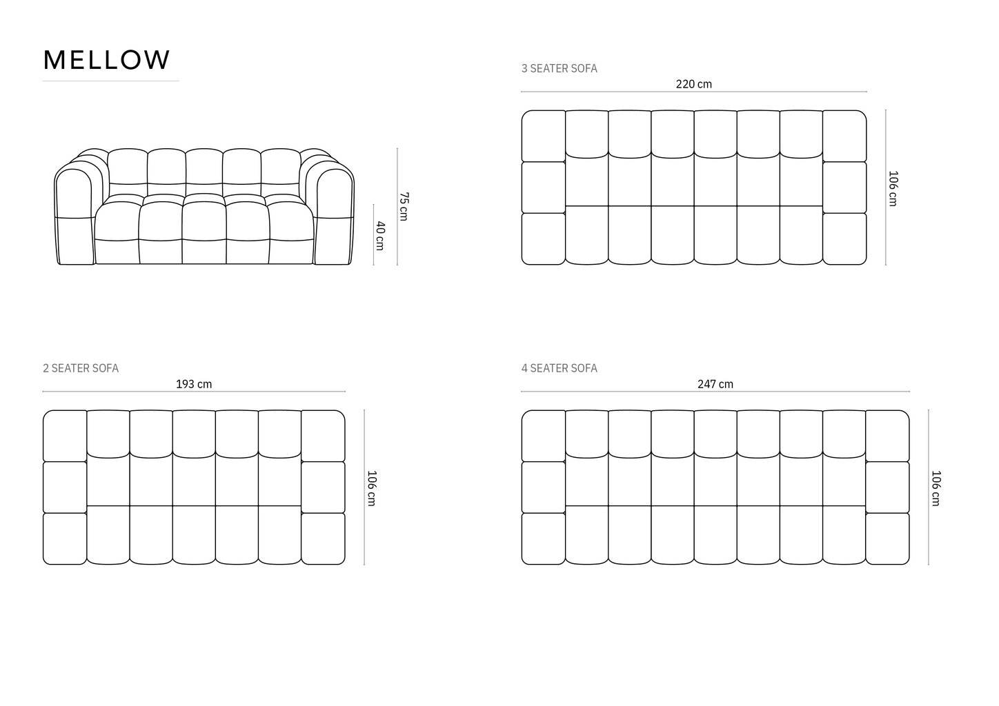 Sofa Micadoni Mellow, 220x106x75 cm, balta kaina ir informacija | Sofos | pigu.lt