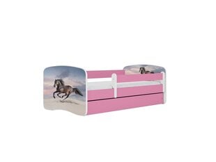 Vaikiška lova su čiužiniu Kocot Kids BabyDreams Pink galloping horse, rožinė/balta kaina ir informacija | Vaikiškos lovos | pigu.lt