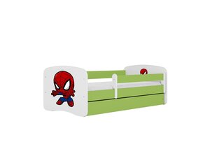 Vaikiška lova su čiužiniu ir stalčiumi Kocot Kids BabyDreams Green spiderman, žalia/balta kaina ir informacija | Vaikiškos lovos | pigu.lt