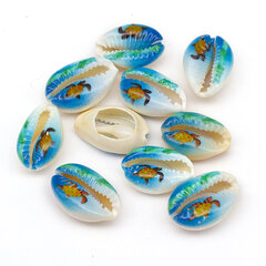 Cowrie Jūros Kriauklės, Be Skylės, 17.5-21.5x12.5x5.5-7.5mm, Spalva: Mėlyna, 10 vnt. kaina ir informacija | Papuošalų gamybai, vėrimui | pigu.lt