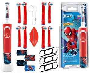 ORAL-B VITALITY SPIDERMAN ELEKTRINIS ĮRANKIS + 8 SIDERMAN antgaliai, dangtelis, spaustukas, dantų krapštukai kaina ir informacija | Elektriniai dantų šepetėliai | pigu.lt