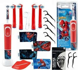 Braun Oral-b Vitality 100 SpiderMan dantų šepetėlis + 4 antgaliai vaikams Raudona + dangtelis kaina ir informacija | Elektriniai dantų šepetėliai | pigu.lt