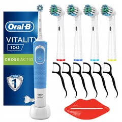 "Oral-B Vitality 100 Blue" + 4 antgaliai prec. kaina ir informacija | Elektriniai dantų šepetėliai | pigu.lt