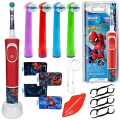 "Braun Oral-b Vitality 100 SpiderMan" dantų šepetėlis + 4 spalvoti antgaliai vaikams + dangtelis kaina ir informacija | Elektriniai dantų šepetėliai | pigu.lt