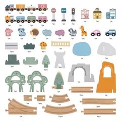 Medinė traukinių trasa Viga Toys L-44067, 90 vnt. kaina ir informacija | Žaislai berniukams | pigu.lt