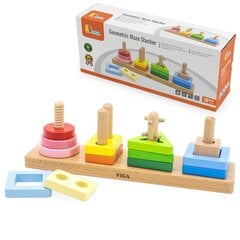 Medinis geometrinių figūrų rūšiuoklis Viga Toys L-44685, 12 d. kaina ir informacija | Lavinamieji žaislai | pigu.lt