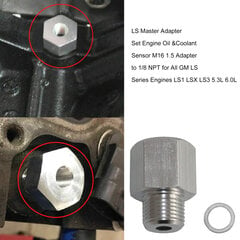 LS pagrindinis adapterio rinkinys variklio alyvos ir aušinimo skysčio jutiklis M16 1.5 Adapteris su 1/8 NPT visiems GM LS serijos varikliams LS1 LSX LS3 5.3L -6.2L kaina ir informacija | Auto reikmenys | pigu.lt