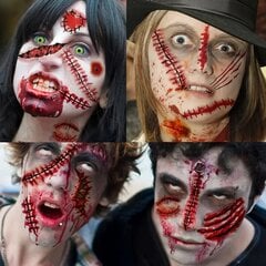 Zombių / vampyrų 3D tatuiruotės su kraujo žaizdomis, 30 vnt kaina ir informacija | Dekoracijos šventėms | pigu.lt