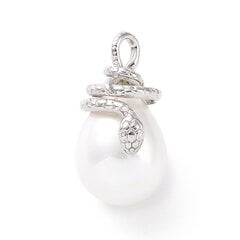 Natūralių Perlų Shell Pearl Pakabukas, Lašas, Žalvario Jungiamosios Detalės, Patvari Danga, 25x14x16mm, Spalva: Platina, 1vnt kaina ir informacija | Papuošalų gamybai, vėrimui | pigu.lt