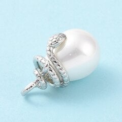 Natūralių Perlų Shell Pearl Pakabukas, Lašas, Žalvario Jungiamosios Detalės, Patvari Danga, 25x14x16mm, Spalva: Platina, 1vnt kaina ir informacija | Papuošalų gamybai, vėrimui | pigu.lt