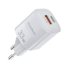 Greitasis įkroviklis, Choetech PD50061, GaN USB C tipo, PD QC 33 W., baltos spalvos kaina ir informacija | Atsarginiai maitinimo šaltiniai (power bank) | pigu.lt