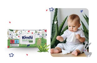 Drėgnos servetėlės kūdikiams Kindii Natural Balance, 2 rink. цена и информация | Ватная продукция, влажные салфетки | pigu.lt