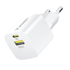 Tinklo įkroviklis, Wozinsky, GaN QC3.0 USB-A, USB-C, PD, 33 W., baltos spalvos kaina ir informacija | Atsarginiai maitinimo šaltiniai (power bank) | pigu.lt