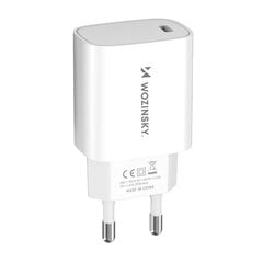 Tinklo įkroviklis, Wozinsky WGWCCW1, 20W USB-C, 100-240 V., baltos spalvos kaina ir informacija | Atsarginiai maitinimo šaltiniai (power bank) | pigu.lt