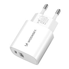 Tinklo įkroviklis, Wozinsky WGWCB1, 20 W., USB-A, USB-C, 100-240 V., baltas kaina ir informacija | Atsarginiai maitinimo šaltiniai (power bank) | pigu.lt