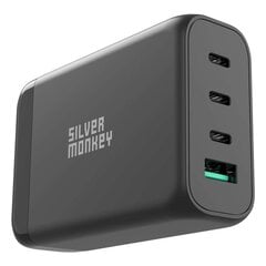 Tinklo įkroviklis su maitinimo kabeliu, Silver Monkey SMA1521, GaN 130 W., 3 x USB-C, PD, USB-A, QC 3.0, juodas kaina ir informacija | Atsarginiai maitinimo šaltiniai (power bank) | pigu.lt