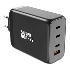 Galingas įkroviklis, Silver Monkey SMA1541, GaN 200 W., 3 x USB-C, PD, USB-A, QC 3.0, juodos spalvos kaina ir informacija | Atsarginiai maitinimo šaltiniai (power bank) | pigu.lt