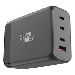 Galingas tinklo įkroviklis su maitinimo kabeliu, Silver Monkey SMA1561, GaN 200 W., 3xUSB-C, PD, USB-A, QC 3.0, juodas kaina ir informacija | Atsarginiai maitinimo šaltiniai (power bank) | pigu.lt