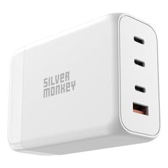 Galingas tinklo įkroviklis su maitinimo kabeliu, Silver Monkey SMA1561, GaN 200 W., 3xUSB-C, PD, USB-A, QC 3.0, baltas kaina ir informacija | Atsarginiai maitinimo šaltiniai (power bank) | pigu.lt