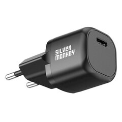 Сетевое мини-зарядное устройство, Silver Monkey, USB-C., 20 Вт, PD, черный цена и информация | Зарядные устройства Power bank | pigu.lt