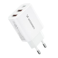 Tinklo įkroviklis, Wozinsky CWCUCUCW1, 100-240 V., 30 W., USB-C, 2x USB-A, baltos spalvos kaina ir informacija | Atsarginiai maitinimo šaltiniai (power bank) | pigu.lt