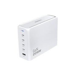 GaN įkrovimo stotelė, Dudao A228EU1, 1x USB-A, 4x USB-C, PD 228 W., su 1,5 m. kabeliu, balta kaina ir informacija | Atsarginiai maitinimo šaltiniai (power bank) | pigu.lt