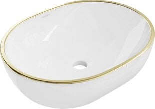 Praustuvas Mexen Viki 48 cm, White/Gold edge kaina ir informacija | Praustuvai | pigu.lt