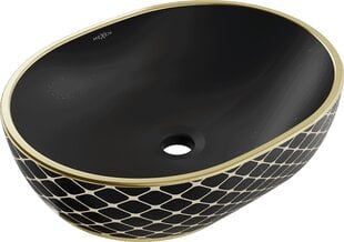 Praustuvas Mexen Viki 48 cm, Black matt/Gold pattern kaina ir informacija | Praustuvai | pigu.lt