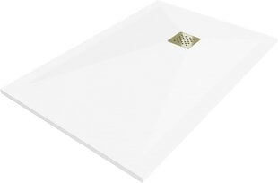 Stačiakampis dušo padėklas Mexen Stone+ su sifonu, 100 x 90 cm, White+Gold kaina ir informacija | Dušo padėklai | pigu.lt