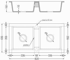 Granitinė virtuvinė plautuvė Mexen Mario su maišytuvu ir sifonu, White+Black/Chrome kaina ir informacija | Virtuvinės plautuvės | pigu.lt