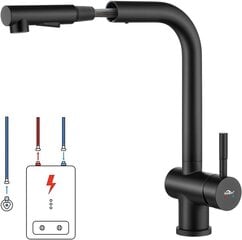 Смеситель для кухни Auralum JBG0507 KITCHEN FAUCET, черный, с душем цена и информация | Принадлежности для кухонных раковин и смесителей | pigu.lt