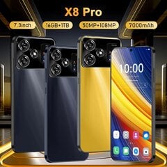 Originalus išmanusis telefonas X8 Pro 7,3 colio, pasaulinė versija, 16 GB + 1 TB, Snapdragon 8 gen3, Android14, 50 + 108 MP, 4G/5G, NFC. kaina ir informacija | Mobilieji telefonai | pigu.lt