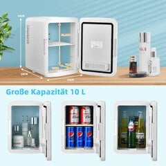 Costway mini šaldytuvas 10 l nešiojamas šaldytuvas su LED veidrodžiu 23 x 28 x 34 cm baltas цена и информация | Холодильники | pigu.lt