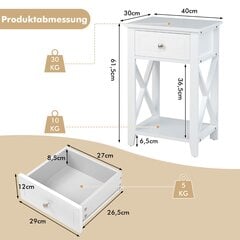 Costway 2 X formos naktinių staliukų rinkinys su stalčiumi ir apatiniu laikymo skyriumi Modernus šoninis staliukas baltas цена и информация | Прикроватные тумбочки | pigu.lt