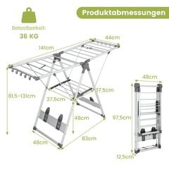 Costway sulankstomas drabužių vėdiklis su 5 lygių aukščio reguliavimu ir 21 drabužių bėgeliu ir 10 šoninių spaustukų kaina ir informacija | Skalbinių džiovyklos ir aksesuarai | pigu.lt