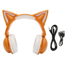 Cat Ear Bluetooth ausinės Stereo, mielos, didelio jautrumo, integruotos mikrofono reguliuojamos LED vaikiškos ausinės su 3,5 mm laidu geltonas kaina ir informacija | Ausinės | pigu.lt