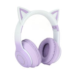 Cat Ear Bluetooth žaidimų ausinės Belaidės sulankstomos muzikos ausinės su LED šviesos nuimamu mikrofonu 3,5 mm kabelis violetinis kaina ir informacija | Ausinės | pigu.lt