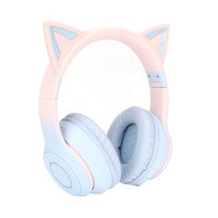 Cat Ear Bluetooth žaidimų ausinės Belaidės sulankstomos muzikos ausinės su LED šviesos nuimamu mikrofonu 3,5 mm kabelis mėlynas kaina ir informacija | Ausinės | pigu.lt