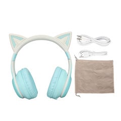 Cat Ear Bluetooth žaidimų ausinės, belaidės sulankstomos muzikos ausinės su LED šviesos nuimamu mikrofonu 3,5 mm kabelis žalias kaina ir informacija | Ausinės | pigu.lt