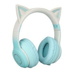 Cat Ear Bluetooth žaidimų ausinės, belaidės sulankstomos muzikos ausinės su LED šviesos nuimamu mikrofonu 3,5 mm kabelis žalias kaina ir informacija | Ausinės | pigu.lt