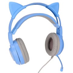 SYG25 Cat Ear žaidimų ausinės USB + 3,5 mm Plug žaidimų ausinės palaiko garsumo reguliavimą Mikrofono nutildymas (mėlynas) kaina ir informacija | Ausinės | pigu.lt