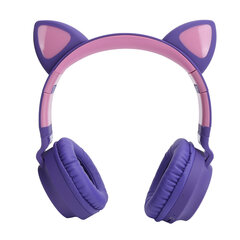 Cat Ear ausinės 3D LED lemputė belaidė Bluetooth 5.0 sulankstomos ausinės su mikrofonu Violetinė kaina ir informacija | Ausinės | pigu.lt