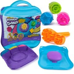 Plastikinis Kinetic Sand rinkinys Squish Motion lagaminas 3 smėliai + priedai kaina ir informacija | Piešimo, tapybos, lipdymo reikmenys | pigu.lt