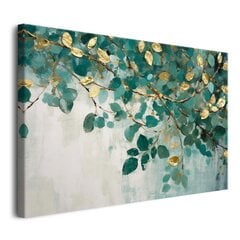 Vaizdas ant drobės sienų paveikslai miegamajame lapai šakos aukso 80x120cm цена и информация | Репродукции, картины | pigu.lt