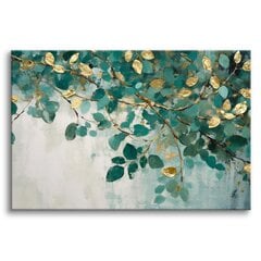 Vaizdas ant drobės sienų paveikslai miegamajame lapai šakos aukso 80x120cm цена и информация | Репродукции, картины | pigu.lt