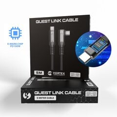 "VortexVR" kabelis 5 m 10 GBPS PD100W (Fast charging) USB-C į META QUEST LINK / OCULUS LINK kaina ir informacija | Virtualios realybės akiniai | pigu.lt