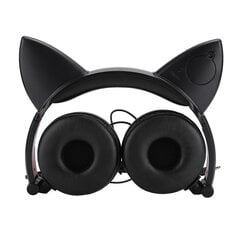 CL107 Cat Ear sulankstomos muzikos mikro USB ausinės su LED apšvietimu, skirtos asmeniniam mobiliajam telefonui Juodos ir raudonos spalvos kaina ir informacija | Ausinės | pigu.lt