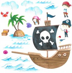 Dekoratyviniai lipdukai vaikams Pirates Treasure Sea Island Ship 120x240 цена и информация | Интерьерные наклейки | pigu.lt