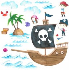 Dekoratyviniai lipdukai vaikams Pirates Treasure Sea Island Ship 100x200 цена и информация | Интерьерные наклейки | pigu.lt