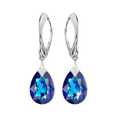 Sidabriniai auskarai moterims DiamondSky „Moon Shine (Bermuda Blue)" su Swarovski kristalais DS03A119 kaina ir informacija | Auskarai | pigu.lt